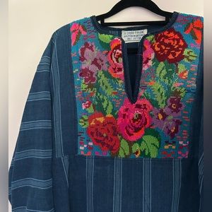 Denim Guatemalan Tapestry top